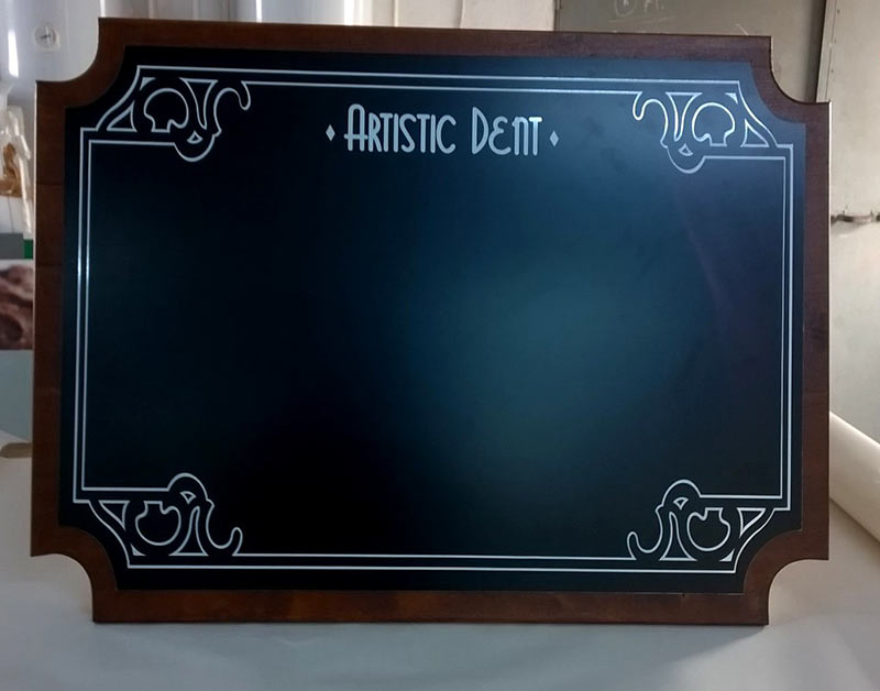 Panou din lemn de scris cu creta artistic dent